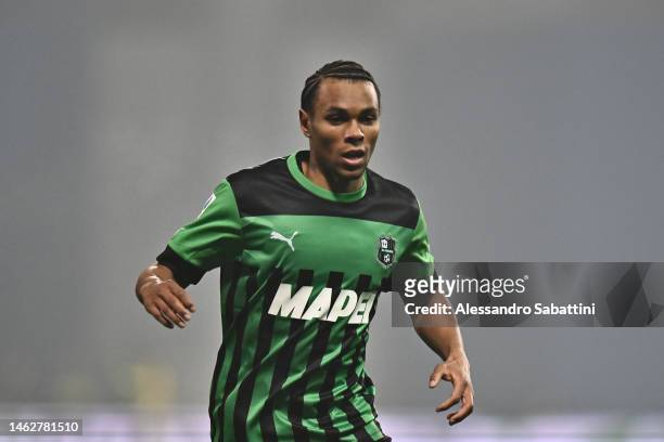 Armand Lauriente of US Sassuolo looks on during the Serie A match between US Sassuolo and Atalanta BC at Mapei Stadium - Citta' del Tricolore on...