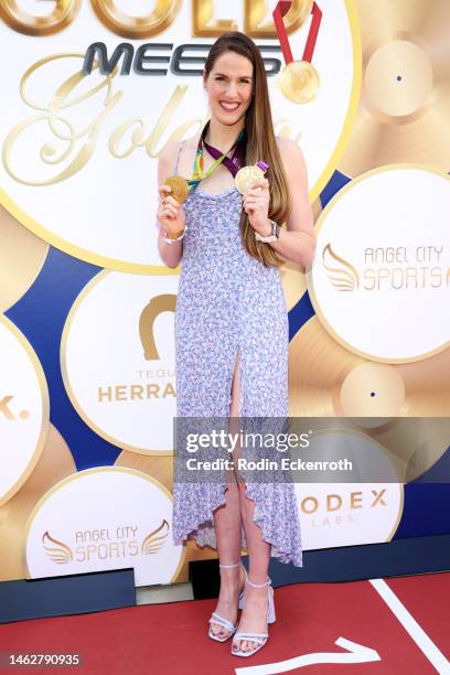 Missy Franklin attends the 2023 Gold Meets Golden 10th Anniversary Year Event at Virginia Robinson Gardens on February 04, 2023 in Beverly Hills,...