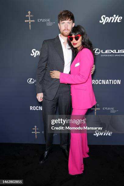 James Blake andd Jameela Jamil attend 2023 Roc Nation The Brunch at Private Residence on February 04, 2023 in Bel Air, California.