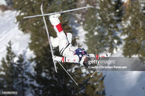 Brenden Kelly of Team Canada takes a training run prior to the Dual Moguls competition on day three of the Intermountain Healthcare Freestyle...