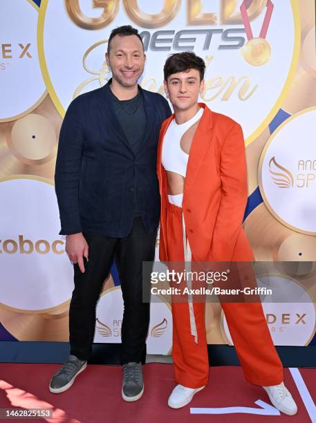 Ian Thorpe and Tom Daley attend the 2023 Gold Meets Golden 10th Anniversary Year Event at Virginia Robinson Gardens on February 04, 2023 in Beverly...