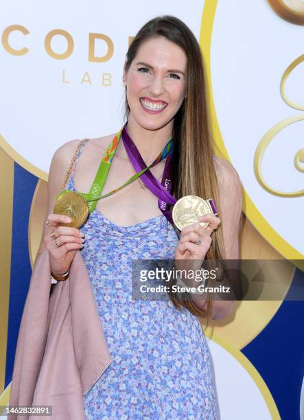 Missy Franklin arrives at the 2023 Gold Meets Golden 10th Anniversary Year Event at Virginia Robinson Gardens on February 04, 2023 in Beverly Hills,...