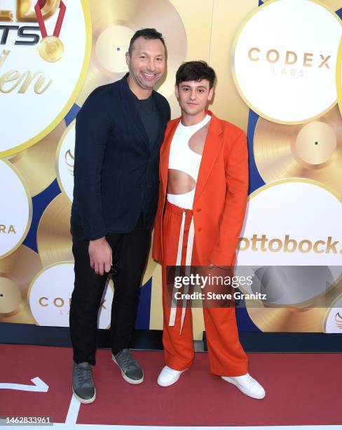 Ian Thorpe, Tom Daley arrives at the 2023 Gold Meets Golden 10th Anniversary Year Event at Virginia Robinson Gardens on February 04, 2023 in Beverly...