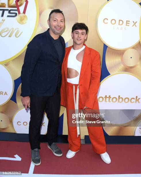 Ian Thorpe, Tom Daleyarrives at the 2023 Gold Meets Golden 10th Anniversary Year Event at Virginia Robinson Gardens on February 04, 2023 in Beverly...