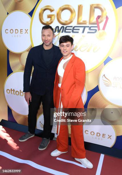 Ian Thorpe, Tom Daley arrives at the 2023 Gold Meets Golden 10th Anniversary Year Event at Virginia Robinson Gardens on February 04, 2023 in Beverly...