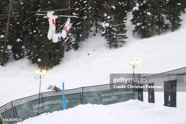 Berkley Brown of Team Canada competes in the Women's Dual Moguls Preliminary Rounds on day three of the Intermountain Healthcare Freestyle...