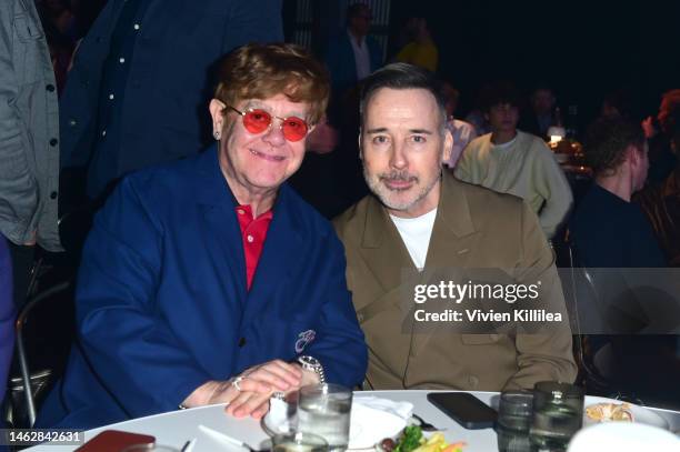 Elton John and David Furnish attend Sir Lucian Grainge’s 2023 Artist Showcase, Presented By Merz Aesthestics’ Xperience+ and Coke Studio” at Milk...