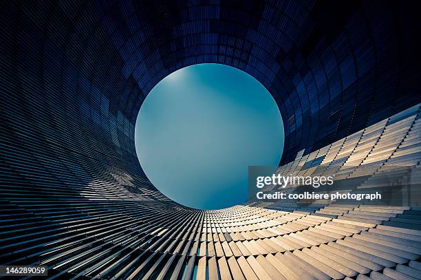 circular building facade - directly below stock pictures, royalty-free photos & images