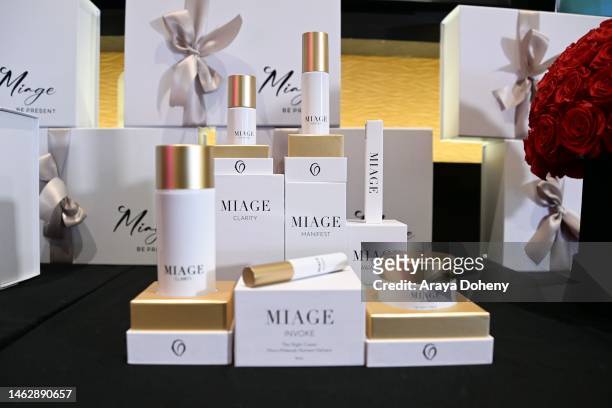 Displays and signage are seen during the GRAMMY Gift Lounge during the 65th GRAMMY Awards At Tom's Watch Bar on February 04, 2023 in Los Angeles,...