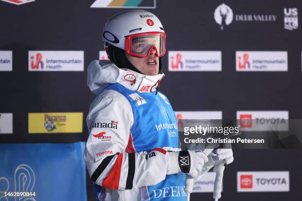 Mikael Kingsbury of Team Canada looks on after his match against Albin Holmgren of Team Sweden in the Men's Dual Moguls Finals on day three of the...