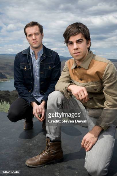 Electric Guest poses for a portrait backstage at the Sasquatch Music Festival in George, Washington, United States, on 26th May 2012. L-R Matthew...