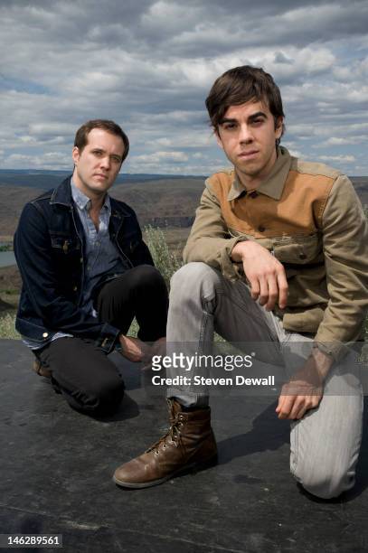 Electric Guest poses for a portrait backstage at the Sasquatch Music Festival in George, Washington, United States, on 26th May 2012. L-R Matthew...