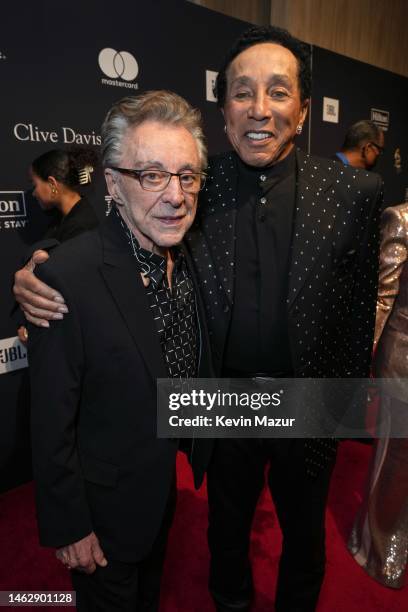 Frankie Valli and Smokey Robinson attend the Pre-GRAMMY Gala & GRAMMY Salute to Industry Icons Honoring Julie Greenwald and Craig Kallman on February...