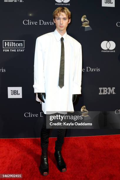 Troye Sivan attends the Pre-GRAMMY Gala & GRAMMY Salute To Industry Icons Honoring Julie Greenwald & Craig Kallmanat at The Beverly Hilton on...