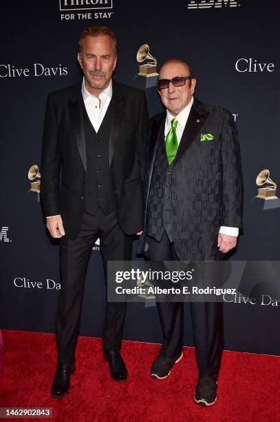 Kevin Costner and Clive Davis attend the Pre-GRAMMY Gala & GRAMMY Salute to Industry Icons Honoring Julie Greenwald and Craig Kallman on February 04,...