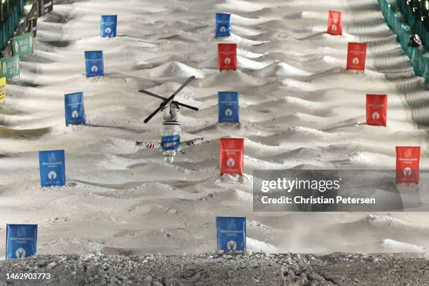 Mikael Kingsbury of Team Canada competes in the championship final race during the Men's Dual Moguls Finals on day three of the Intermountain...