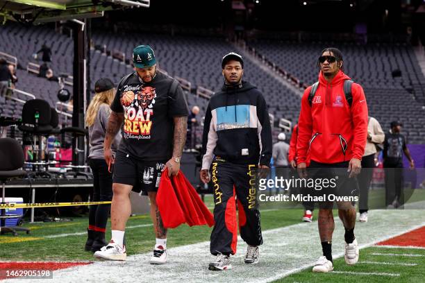 Offensive tackle Dion Dawkins of the Buffalo Bills, AFC wide receiver Stefon Diggs of the Buffalo Bills and AFC wide receiver Ja'Marr Chase of the...