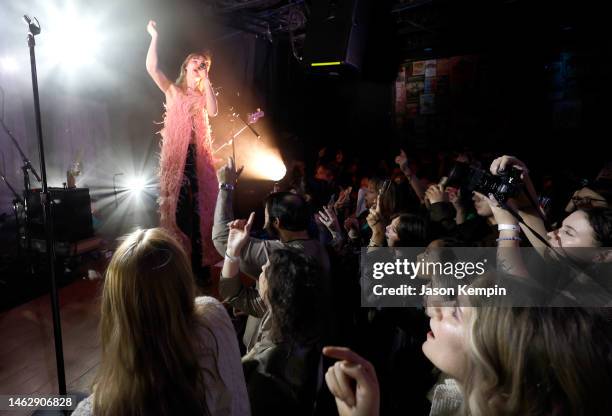 Suki Waterhouse performs at The Basement East on February 04, 2023 in Nashville, Tennessee.