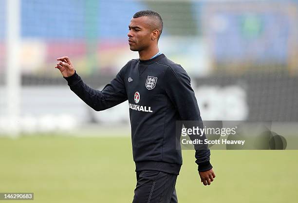 Ashley Cole leaves an England training session during UEFA Euro 2012 on June 13, 2012 in Krakow, Poland.