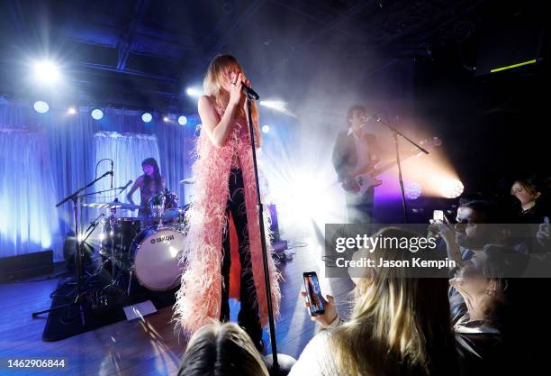 Suki Waterhouse performs at The Basement East on February 04, 2023 in Nashville, Tennessee.