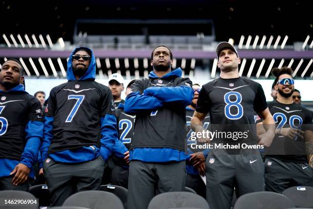 Cornerback Trevon Diggs of the Dallas Cowboys, NFC quarterback Geno Smith of the Seattle Seahawks and NFC quarterback Kirk Cousins of the Minnesota...