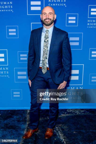 Guest attends the Human Rights Campaign's 2023 Greater New York Dinner at The New York Marriott Marquis on February 04, 2023 in New York City.