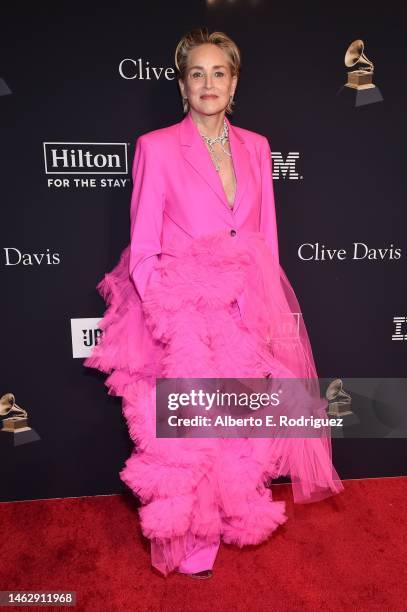 Sharon Stone attends the Pre-GRAMMY Gala & GRAMMY Salute to Industry Icons Honoring Julie Greenwald and Craig Kallman on February 04, 2023 in Los...