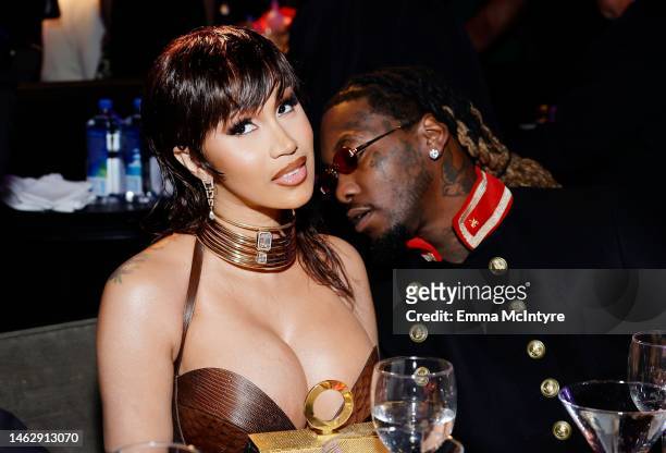 Cardi B and Offset attend the Pre-GRAMMY Gala & GRAMMY Salute to Industry Icons Honoring Julie Greenwald and Craig Kallman on February 04, 2023 in...