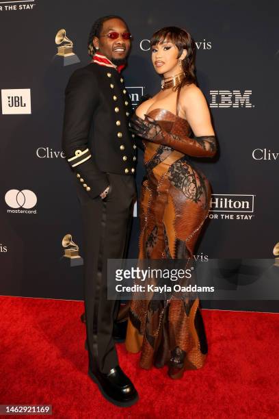 Offset and Cardi B attend the Pre-GRAMMY Gala & GRAMMY Salute To Industry Icons Honoring Julie Greenwald & Craig Kallmanat at The Beverly Hilton on...