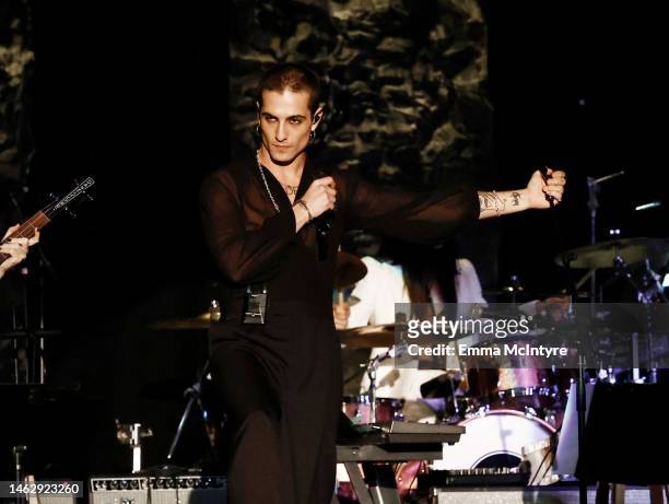 Damiano David of Måneskin performs onstage during the Pre-GRAMMY Gala & GRAMMY Salute to Industry Icons Honoring Julie Greenwald and Craig Kallman on...