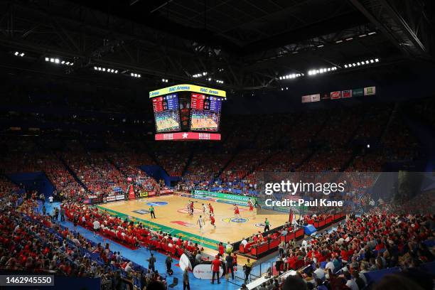 General view of play during the round 18 NBL match between Perth Wildcats and Sydney Kings at RAC Arena, on February 05 in Perth, Australia.