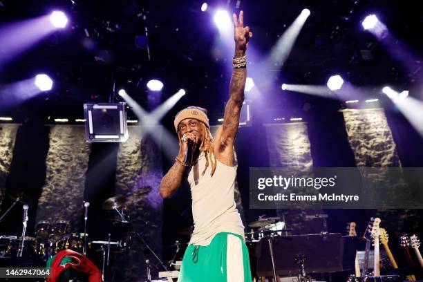 Lil Wayne performs onstage during the Pre-GRAMMY Gala & GRAMMY Salute to Industry Icons Honoring Julie Greenwald and Craig Kallman on February 04,...