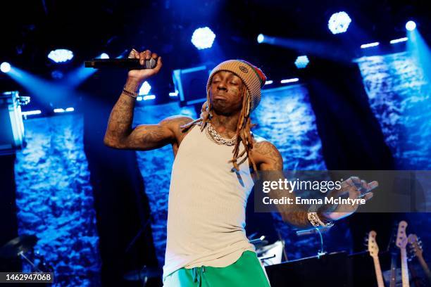 Lil Wayne performs onstage during the Pre-GRAMMY Gala & GRAMMY Salute to Industry Icons Honoring Julie Greenwald and Craig Kallman on February 04,...