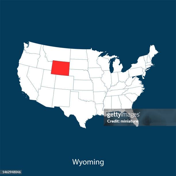 ilustraciones, imágenes clip art, dibujos animados e iconos de stock de mapa de wyoming - wyoming