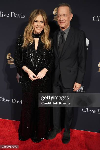Rita Wilson and Tom Hanks attends the Pre-GRAMMY Gala & GRAMMY Salute To Industry Icons Honoring Julie Greenwald & Craig Kallman at The Beverly...