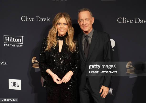 Rita Wilson and Tom Hanks attends the Pre-GRAMMY Gala & GRAMMY Salute To Industry Icons Honoring Julie Greenwald & Craig Kallman at The Beverly...