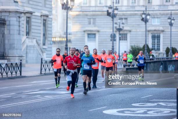 Several people participate in the XI Solidarity Race for Mental Health, at Paseo de Camoens, on February 5 in Madrid, Spain. This popular race is...