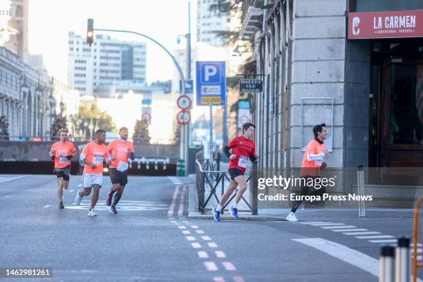 Several people participate in the XI Solidarity Race for Mental Health, at Paseo de Camoens, on February 5 in Madrid, Spain. This popular race is...