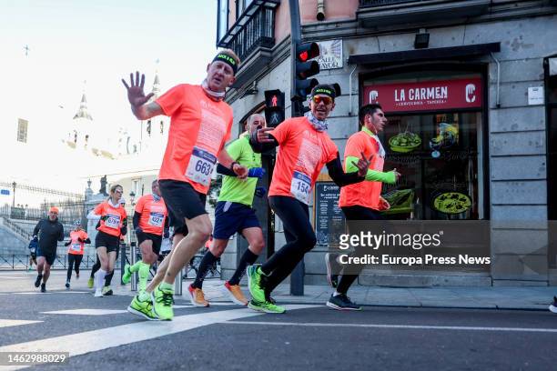 Several people participate in the XI Solidarity Race for Mental Health, at Paseo de Camoens, on February 5 in Madrid, Spain. This popular race is...