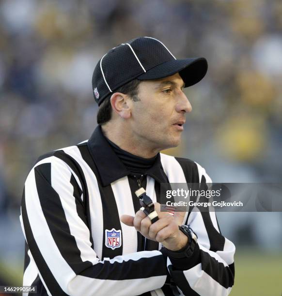 National Football League field judge Gene Steratore looks on from the field during a game between the Cincinnati Bengals and Pittsburgh Steelers at...