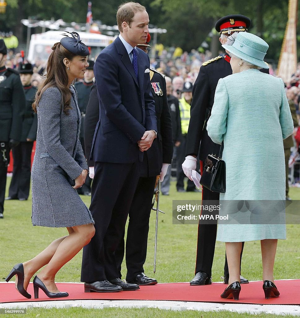 Queen Elizabeth II and The Duke And Duchess Of Cambridge Visit The East Midlands