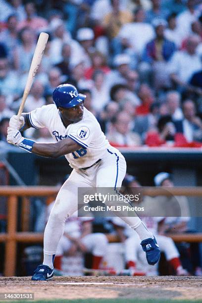 Outfielder Bo Jackson of the Kansas City Royals bats during the 1989 Major League Baseball All-Star Game between the National League and American...