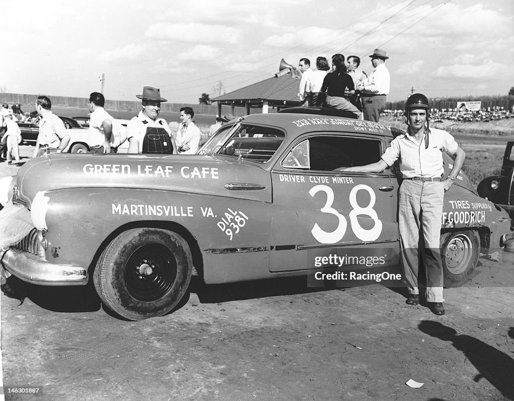 Billy Minter Racing Clyde Minter with his 1947 Buick before a NASCAR Cup race at North ...