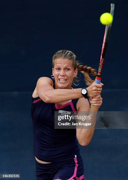 Melinda Czink of Hungary in action during day three of the AEGON Classic at Edgbaston Priory Club on June 13, 2012 in Birmingham, England.