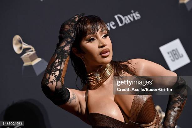 Cardi B attends the Pre-GRAMMY Gala & GRAMMY Salute to Industry Icons Honoring Julie Greenwald & Craig Kallman at The Beverly Hilton on February 04,...