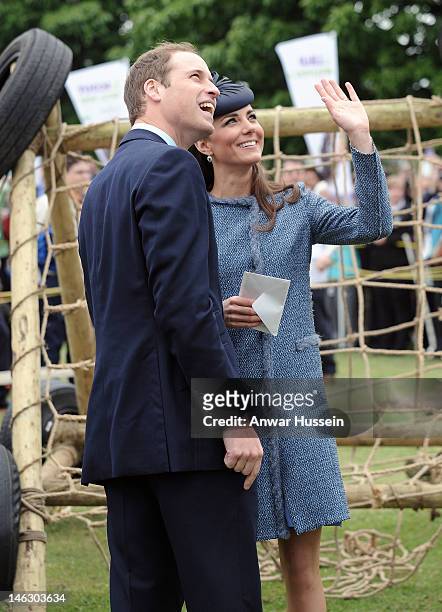 Catherine, Duchess of Cambridge and Prince William, Duke of Cambridge visit Vernon Park during a Diamond Jubilee visit to Nottingham on June 13, 2012...