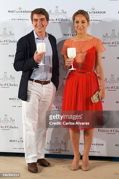 Tamara Falco and Moet Chandon Spain Director Niccolo Ragazzoni attend "Moet Ice Imperial" party at Palacio de Cibeles on June 13, 2012 in Madrid,...