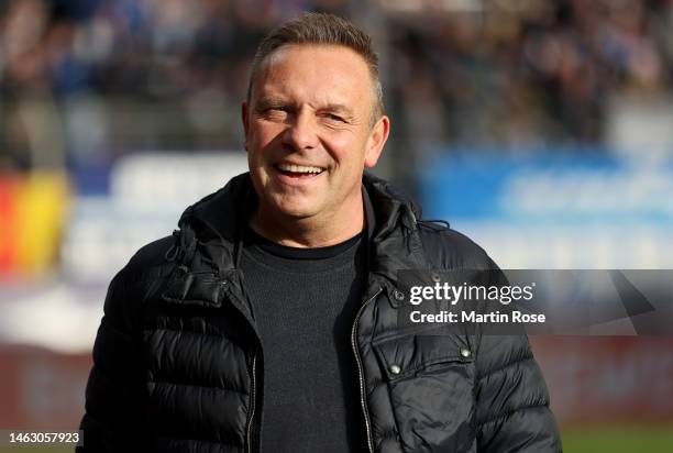 Andre Breitenreiter, head coach of TSG Hoffenheim looks on ahead of the Bundesliga match between VfL Bochum 1848 and TSG Hoffenheim at Vonovia...