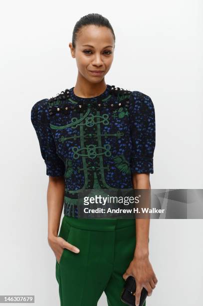Actress Zoe Saldana attends the Persol Magnificent Obsessions exhibition honoring Arianne Phillips, Patricia Clarkson, and Todd Haynes at the MOMI on...