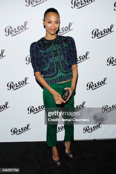 Actress Zoe Saldana attends the Persol Magnificent Obsessions exhibition honoring Arianne Phillips, Patricia Clarkson, and Todd Haynes at the MOMI on...